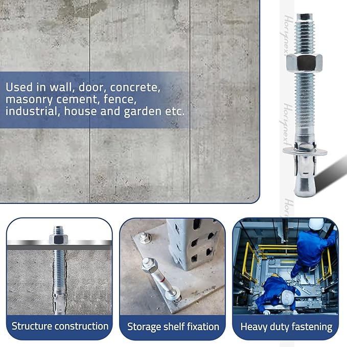1/2" x 4-1/4" Wedge Anchor, for Cement and Concrete only, zinc-Plated Carbon Steel Screws and lag Bolts （20pcs