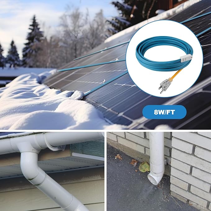 YAMIAOMAO Heat Tape for Water Pipes,24 Ft Blue Self-Regulating Heat Tape,-40°F Deicing Heat Tape,Prevent Water Pipes from Freezing,Heat Tape Water Pipes Suitable For Outdoor Water Tanks Of House