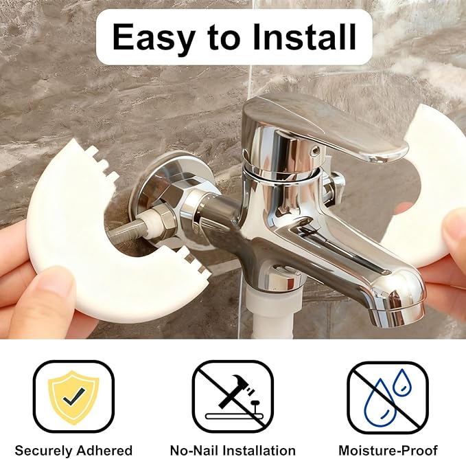 4 Pcs Wall Split Flange, Plumbing Cover Plates, Self-Adhesive ABS Escutcheon Plate for Faucet Kitchen Toilet Decorative (51mm/2.01in)