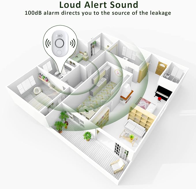METAK Water Leak Detector Alarm: WiFi Water Flooding Monitor Smart App Sink Overflow Monitoring Adjustable Wet Moisture Alert Pipe Leakage Drip Detection Warning for Home Basement Floor