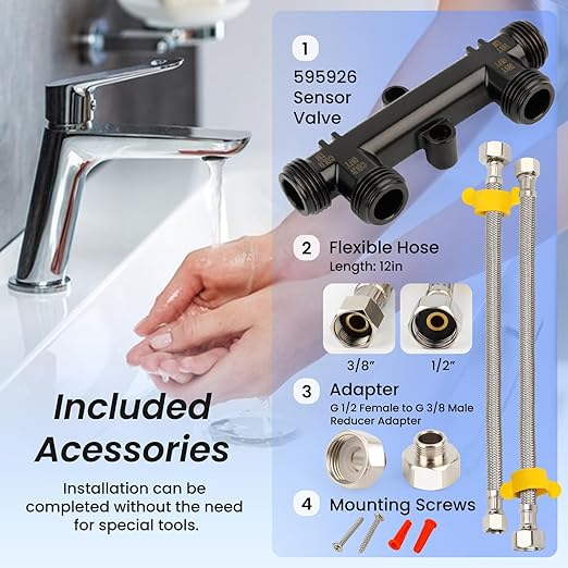 Upgraded WP596816 Hot Water Recirculating Pump Sensor Valve Kit,New Copper Finish,Compatible with 500800/500805 & comfort Systems,Includes 2x12" Lines, 2x1/2"x3/8" Fittings