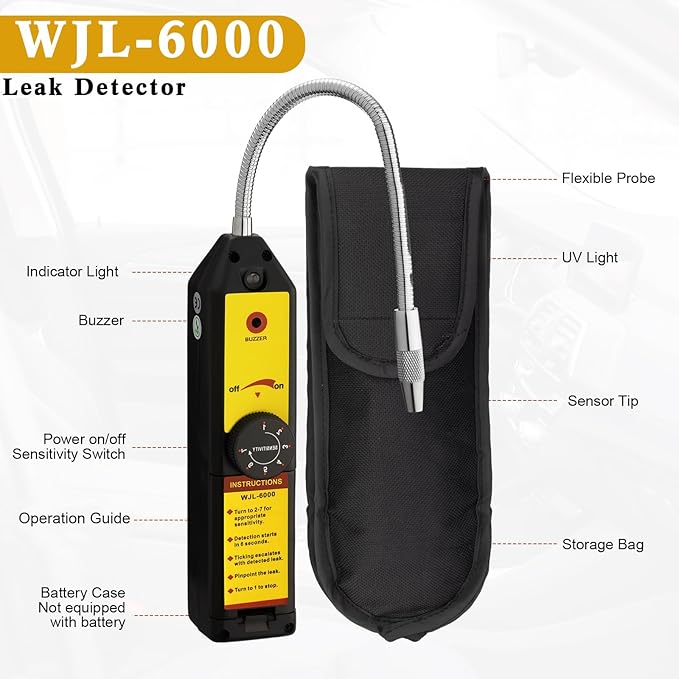 AC Leak Detector Kit, R1234yf R134a R410a AC Oil UV Dye Injector Kit Refrigerant Leak Detector Tool Low Side Quick Coupler Mini Split Adapter Glasses Flashlight(Classic)