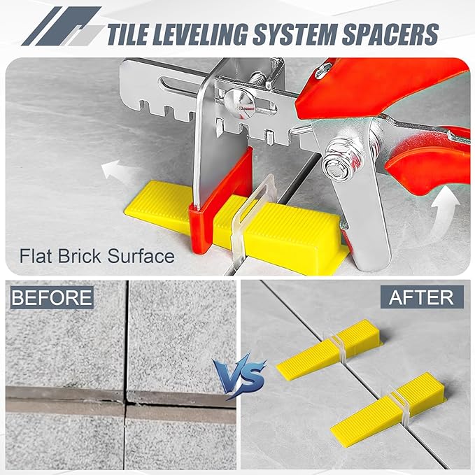 Storystore Tile Leveling System with Hammer - 4500 Piece Tile Leveling Clips 1/16", Tiles Spacers Leveling System DIY for Professional Ceramic Tile and Stone Installation