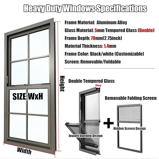 20x17 Shed Windows, Sliding Windows with Double Panel Tempered Glass and Screen, Household Storm Window with Sealing Strips, Small Ventilation Window for Basement Chicken Coops Bathroom White