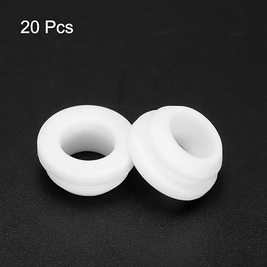 MECCANIXITY 20Pcs Snap Silicone Rubber Grommet Plug Mount Dia 11.5mm ID 8.5mm Narrow Groove Width 2mm Seal Anti-Scratch Sleeves for Electrical Box Cable Pipes White