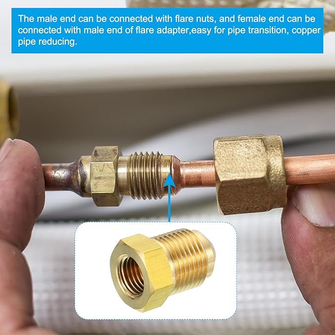 PATIKIL SAE 45 Degree Flare Brass Adapter Flare Fittings, 3/4-16UNF Female x 7/8-14UNF Male, for Air, Gas Pipe, Refrigeration, HVAC