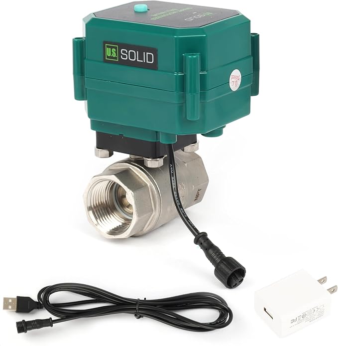 U.S. Solid 1" Smart Motorized Ball Valve - Stainless Steel Remote App Mobile-control Electrical Ball Valve with Manual Switch, Plug Connection