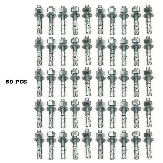 Zinc-Plated Steel Wedge Anchors, 3/4" X 4-1/4" - Heavy-Duty Mounting Bolts for Concrete - 50 Pack