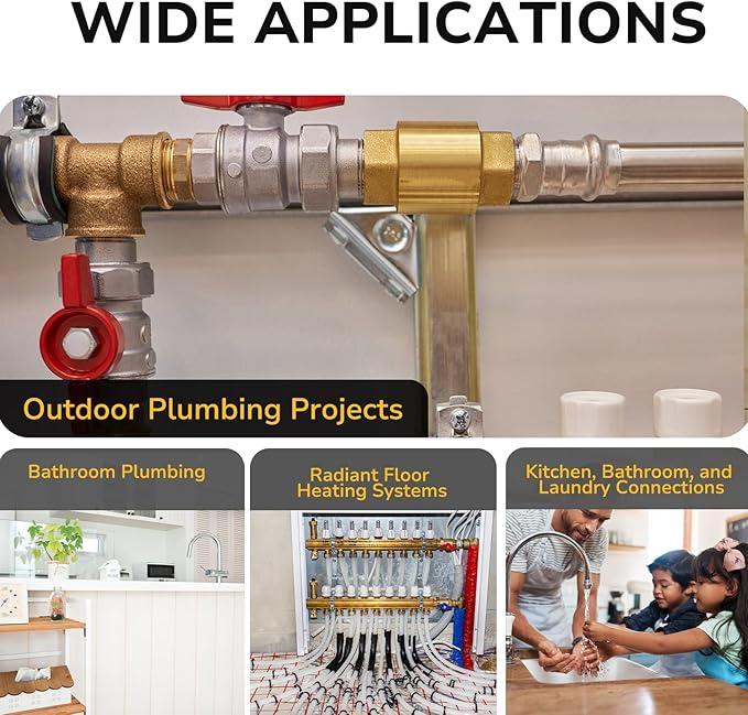 Pex Fittings, 1/2" Pex 90 Degree Elbow, Heavy-Duty Brass Crimp Fittings for PEX Pipes with Leak-Resistant Construction, NSF & UPC Certified, 5-Pack