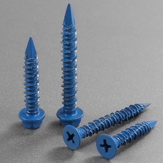1/4 x 3-1/4 Inch 31Pcs Concrete Screws, Flat Head Screw Anchor with Drill Bit, for Masonry, Block, Brick, Cement, Stucco, Diamond Point