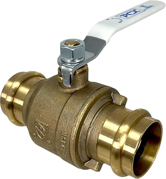 PROCURU 1-Pack 1-1/2 Inch (1.5") Press Copper Ball Valve, Heavy Duty Brass Body, Full Port, LF Certified Safe (3BP150-1P)