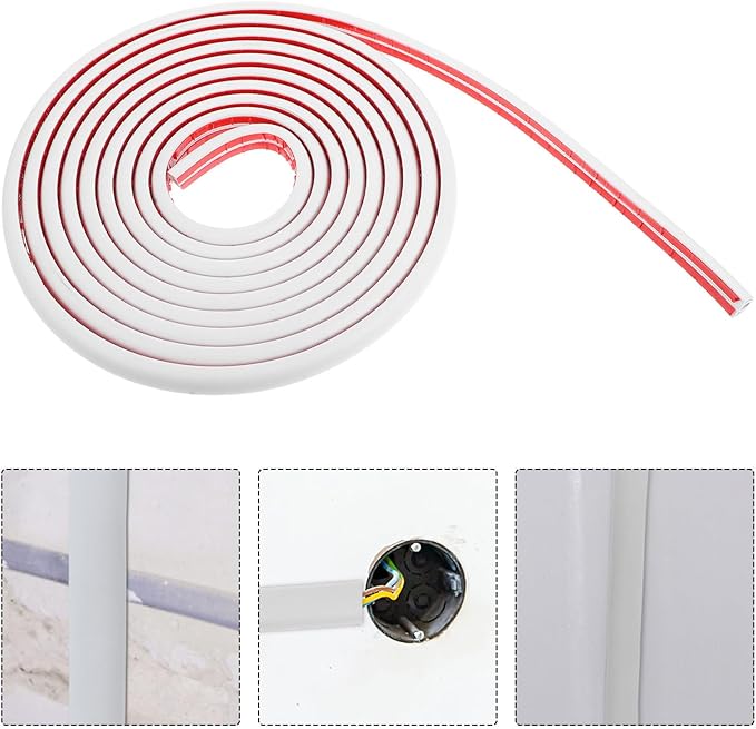MERRYHAPY PVC Floor Wire Cover 2Cm Wide 5M Self-Adhesive Cable Management Raceway for Home and Office Cord Organizer Wall and Floor Wire Protector White