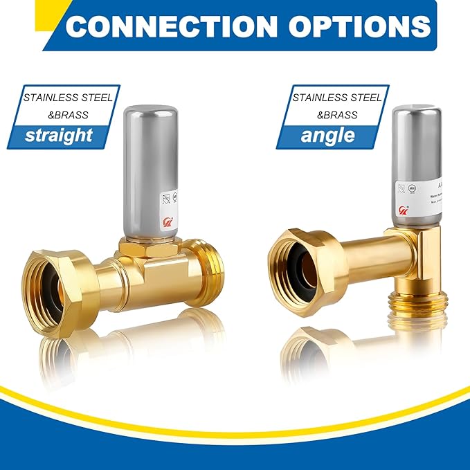 Water Hammer Arrestor for Washing Machine, 3/4 Inch Swivel FHT x 3/4 Inch MHT, Stainless Steel Straight Hammer Arrestor, Fittings of Metal for Pipes Applicable for Garden Hose and Plumbing(Pack of 4)