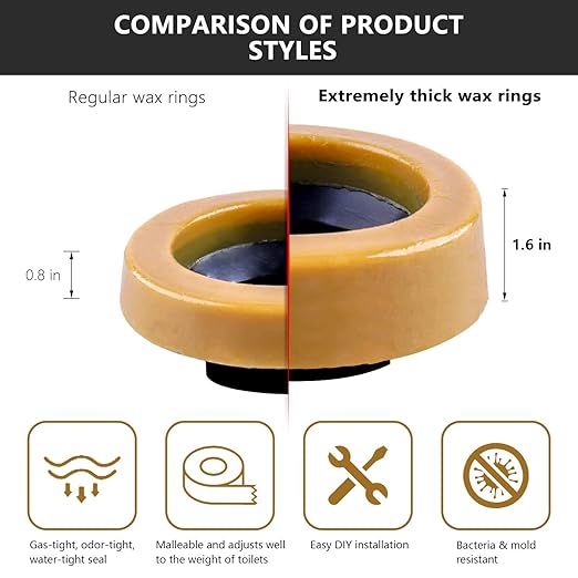 Extra Thick Toilet Wax Ring Kit with Flange and Bolts for Floor Outlet Toilets New Install or Re-seat, Fits 3-inch or 4-inch Waste Lines