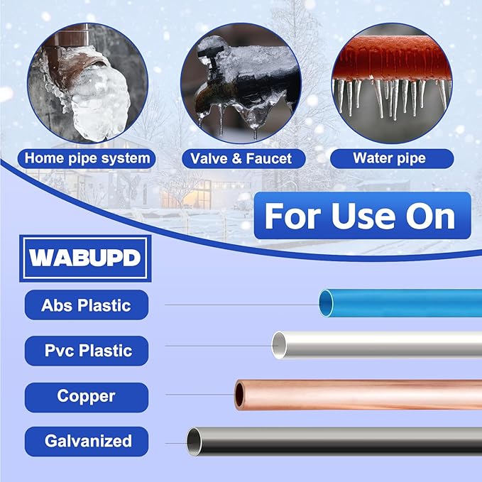 3FT-200FT Heat Tape for Water Pipes, -40°F Deicing Pipe Heat Cable,Electric Heating Cable Pipe,Frezze Protection for Heat Trace Cable for Metal, Plastic Home Pipes,Gutter,120V 5W/ft（3FT）