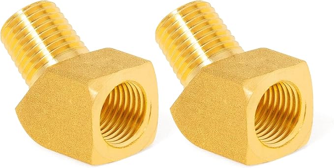 ChillWaves Brass Pipe Fitting, 45 Degree Barstock Street Elbow 3/8" NPT Female x 3/8" NPT Male Thread Adapter(2-PACK)