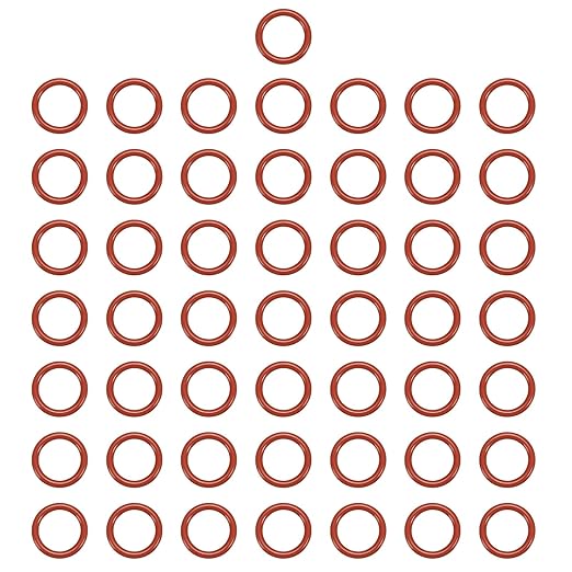 MECCANIXITY Silicone O-Ring 11mm ID 15mm OD 2mm Width Metric VMQ Sealing Gasket Replacement 50A Durometer for Plumbing Compressor Faucets Valves Repair (Red, Pack of 50)