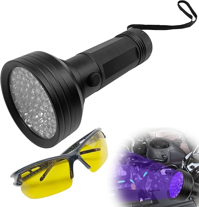 Car Oil AC Dye Detection Kit, Leak Test Tool Kit, Auto Air Conditioner Leak Test Tool, Professional Car Tool, Leak Test Kit Includes LED Flashlight and Glasses