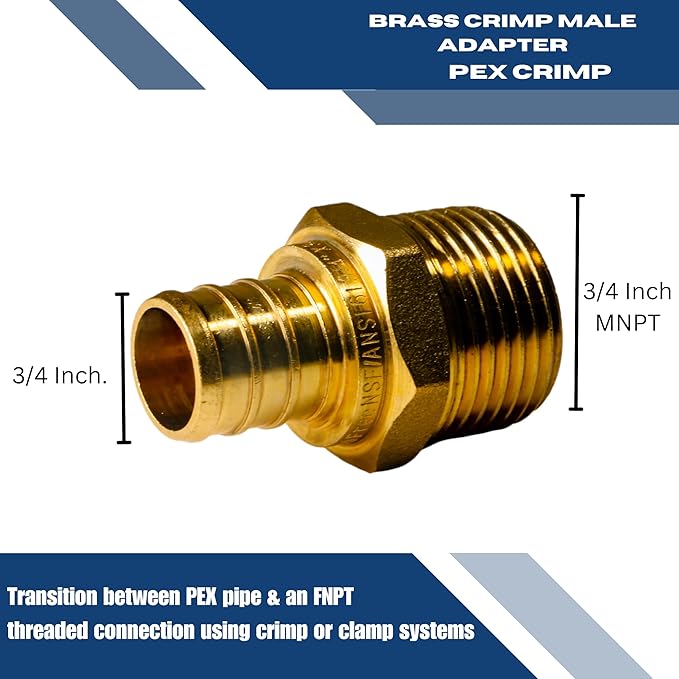 XFITTING 3/4 inch Pex x 3/4 inch Male NPT Adapter, 24-4-2=2X, 2 Pieces