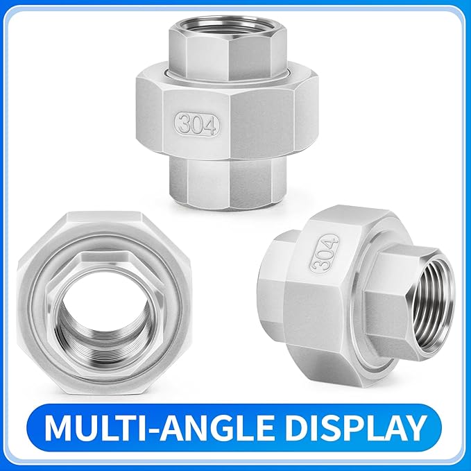 ChillWaves 304 Stainless Steel Cast Pipe Fitting, Union，1" NPT Female，Thread Adapter(1-PACK)