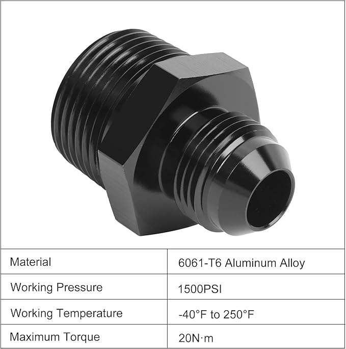 EVIL ENERGY 8AN Male Flare to 3/4" NPT Fitting Adapter Straight Aluminum Black