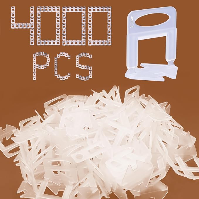 4000 PCS Tile Leveling System Clips 1/16''(1.5mm) 4000-Piece Tiles Leveler Spacers Tool for Professional Ceramic Tile and Stone Installation