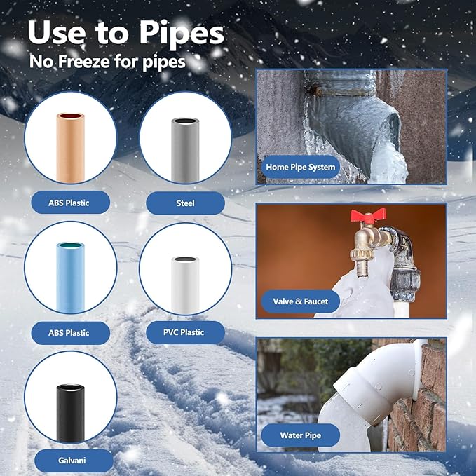 15FT（3FT-200FT） Pipe Heating Cable for Pipe Freeze Protection, Heat Cable for Water Pipes(Metal and Plastic), Pipe Heat Tape Keeps Water Flowing at -40°F 5w/ft, 120V Plumbing fixture