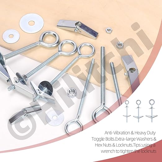 Hilitchi 15Pcs M5 O-Shaped Toggle Bolts and Wing Nut Kit Eye Bolt Toggle Anchors Set Butterfly Toggle Anchors Toggle Bolts Heavy Duty Butterfly Anchors for Hanging Lamps Heavy Items