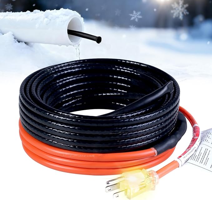 HEATIT Sewage Pipe Heating Cable for Buried Pipes, Wastewater Systems, Sump Pumps, Roof De-Icing, 120V Self-Regulating, Fluoropolymer Corrosion-Proof, Freeze Protection,JHSF1-CT,75FT