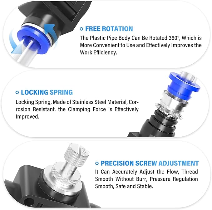 TAILONZ PNEUMATIC Air Flow Control Valve with Push-to-Connect Fitting, in-Line Speed Controller Union Straight - 8MM Tube OD x 8MM Tube OD SCF-8 （Pack of 5）
