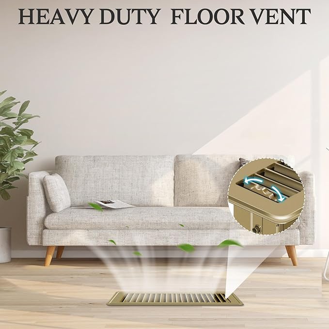 1 PCS Floor Vents Floor Registers 2x10 inch, Heavy Duty Metal Heat Air Vent Covers 2 X 10 with Rust Proof Finish for Home Office Wall Floor Registers Grilles & Vents (1, Brown, 2x10 Inches)