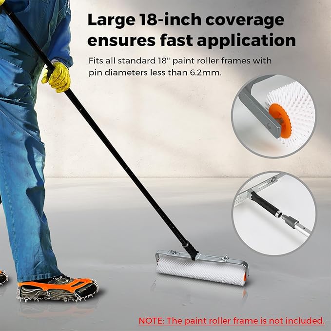 18" Self Leveling Concrete Spiked Roller: 13/20/31mm Spiked Epoxy Floor Roller, Spiked Screeding Compound Roller for Cement Concrete, Bubble Remover from HexDorn (31mm)