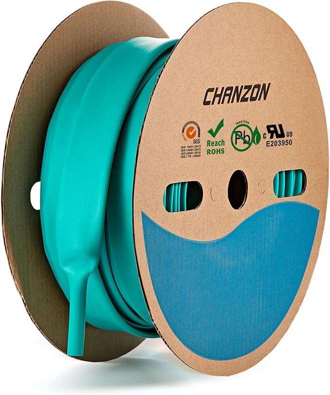 Chanzon 3:1 Ratio - 80ft Roll - Heat Shrink Tubing 1" (25.4mm) - Marine Grade Waterproof Adhesive Lined - (25M Total Length) Green Polyolefin Sleeving Wrap Shrinking 3 to 1 Ratio 1pcs