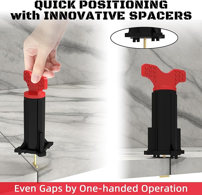 Tile Leveling System, Reusable Tile Spacer Leveling System, Tile Tools for Installation Self Leveling, Tiling Tools and Accessories (40 Sets+40 Extra Pins)