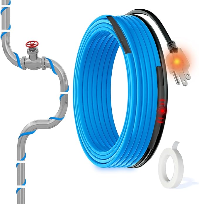 MAXKOSKO 3 Ft. 120 V Heating Cable for Pipe Freeze Protection, Self-Regulating Heat Tape for Water Pipes for Metal and Plastic Pipes, Energy-Saving Heat Trace Cable Keeps Water Flowing at -40 °F