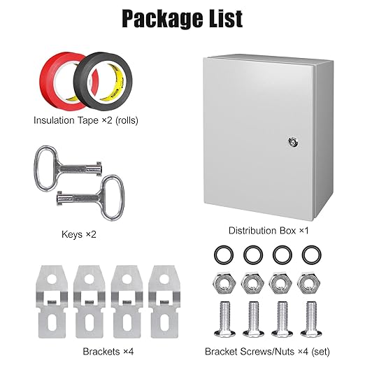 LeMotech Electrical Box 16 x 12 x 8 inch Steel Enclosure, IP66 Waterproof Dustproof Junction Box Wall-Mounted for Outdoor/Indoor Lockable with Equipment Mounting Plate