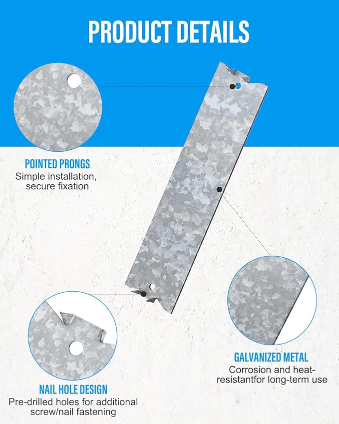 30 Pack Nail Protection Shield for Wood Studs, 6 x 1.5 Inch Cable Wire Protector, Metal Anti-Nail Plates with Pointed Prong for Plumbing & Wiring Protection(Snowflake Silver)