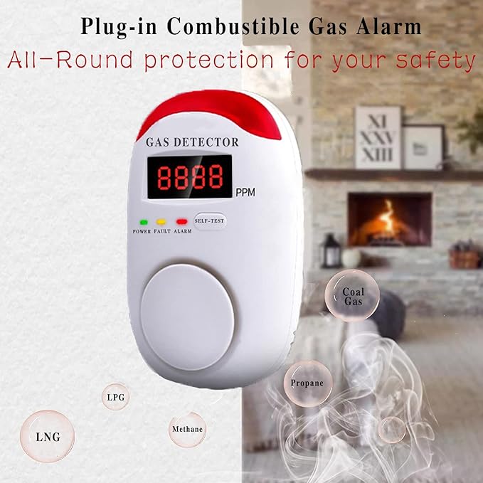 Natural Gas Detector Plug，Gas detectors for Home Natural Gas，Propane Leak Detector，in Propane Gas Detector for Home & RV Gas Leak Detector for LNG, LPG, Methane- 2 PCS