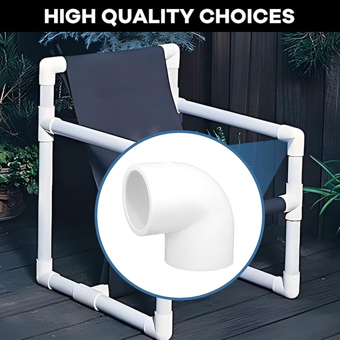 12 Pack 1 inch 90 Degree PVC Elbow Pipe Fittings, 2 Way Right Angle Furniture Grade PVC Pipe Fitting Connectors for DIY Shelf Building Furniture Garden Support Structure