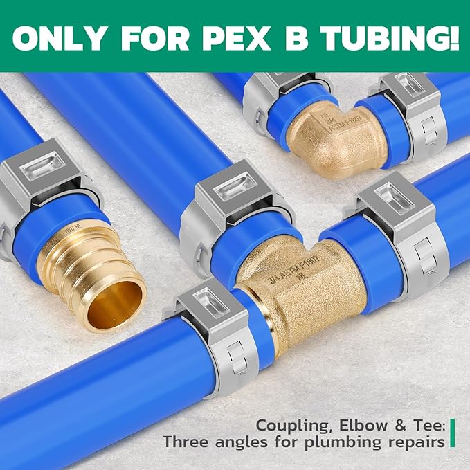 PEX Fittings 1/2 Inch, 50PCS Coupling Lead-Free Brass Connectors for PEX B Pipe, NSF UPC Certified, ASTM F1807, Compatible with Crimp/Clamp Rings (Hot/Cold Water, Hydronic Heating)