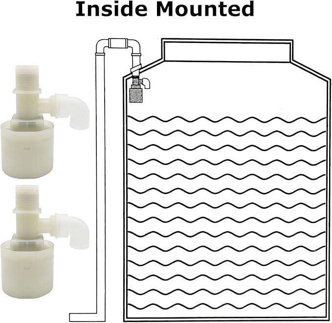 Water Float Valve, Water Level Control Water Tank Traditional Float Valve Upgrade 2 PCS (1/2", up inlet)