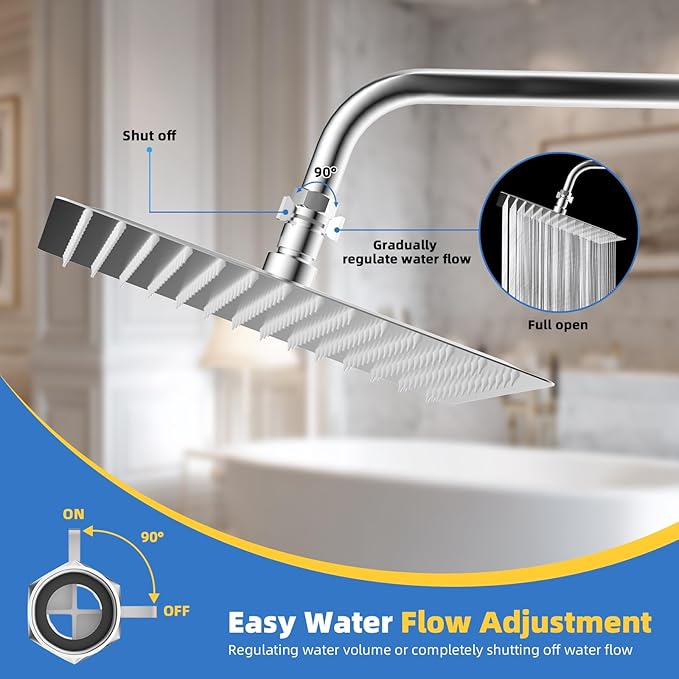 Hibbent All Metal 3 Pack Shower Head Flow Control Valve, G1/2 Brass Shut-off Valve with Metal Handle Lever, Shut OFF Water Flow Control Regulator for Handheld Shower, or Bidet Sprayer, Chrome