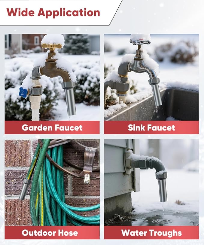 Outdoor Faucet Winter Freeze Protection Valve, Activates at Water Temperature Below 35.6°F/ 2°C, 3/4-Inch Thread Frost Proof Faucet Cover for for Garden, Lawn & Yard Spigot, Grey, 2Pack