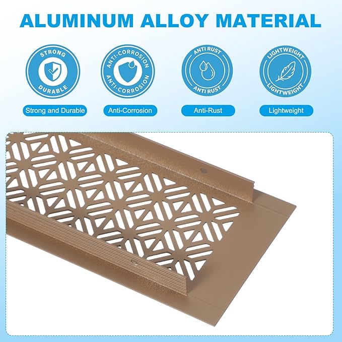 PATIKIL 14 x 3 Inch Door Air Vent Cover, 2 Pcs Heavy Duty Aluminum Grille Ventilation Cover Louvered with Mounting Screws for Cabinet Wardrobe Door, Brown