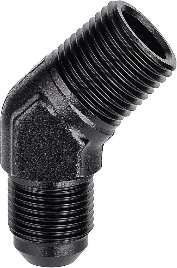EVIL ENERGY 8AN Male Flare to 1/2" NPT Pipe 45 Degree Fitting Adapter Aluminum Black