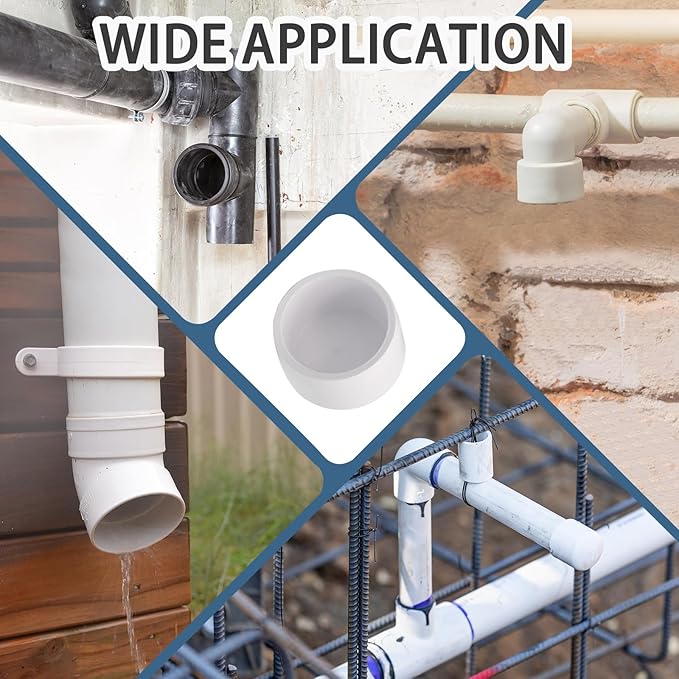 12 Pack 3/4 Inch PVC Cap, SCH40 PVC Pipe End Cap Fitting Furniture Grade PVC Pipe End Cap Plug Adapter, White PVC Pipe Plug Socket Fittings for Build PVC Furniture DIY Garden Shelf