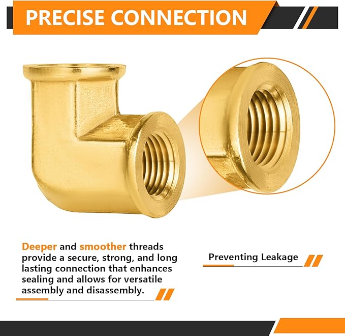 20-PCs HeSun Brass Pipe Fitting, 1/8" x 1/8" NPT Female 90-Degree Barstock Street Elbow