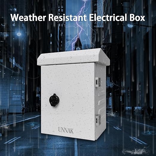 Outdoor Weatherproof Enclosure Electrical Box - 11.6x9.1x5.7 Outdoor Network Box Enclosure hinged Outdoor Galvanized Electrical Ventilation Design，Wall/Pole mounting kit (295x230x145mm)