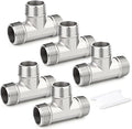 TAISHER 5PCS 304 Stainless Steel Tee Pipe Fittings, 1" x 1" x 1" NPT Male Pipe Fittings
