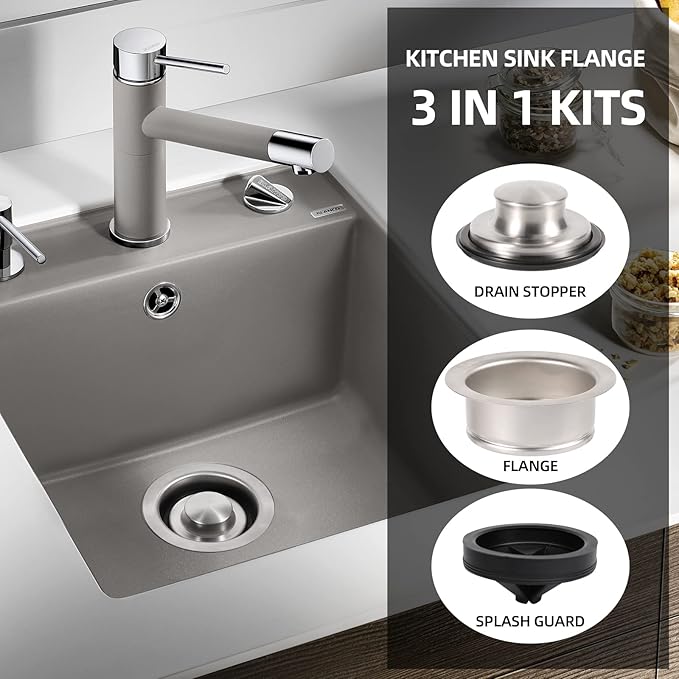 RQYEKDO Garbage Disposal Flange Stopper Collar Sink Baffle Kit, Fit Universal 3-1/2 Inch Standard Sink Drain Hole，Kitchen Sink Flange Stopper Replacement Accessories,Stainless Steel (gold)
